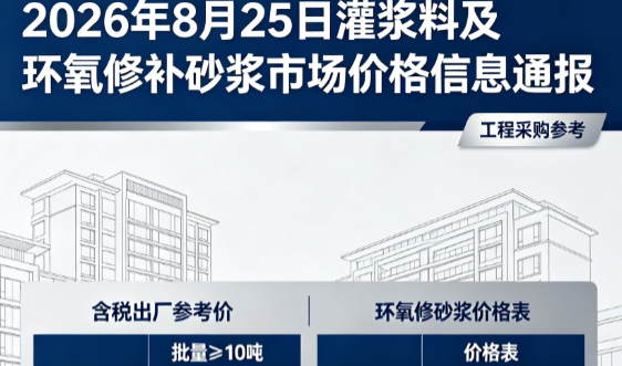 康巴什2026年8月25日灌浆料及环氧修补砂浆市场价格信息通报